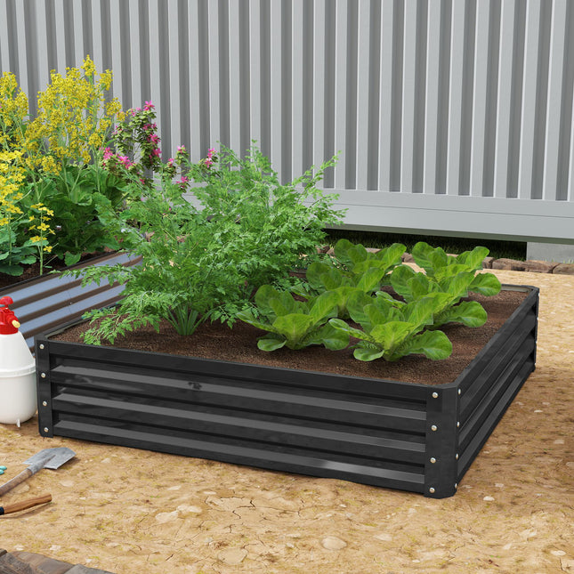 1 Piece Raised Garden Bed Box 120x120x30cm with Weatherised Steel Frame - Grey