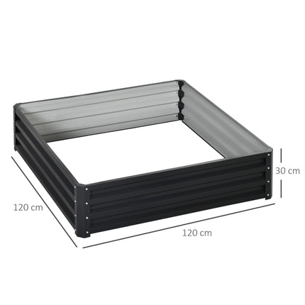 1 Piece Raised Garden Bed Box 120x120x30cm with Weatherised Steel Frame - Grey
