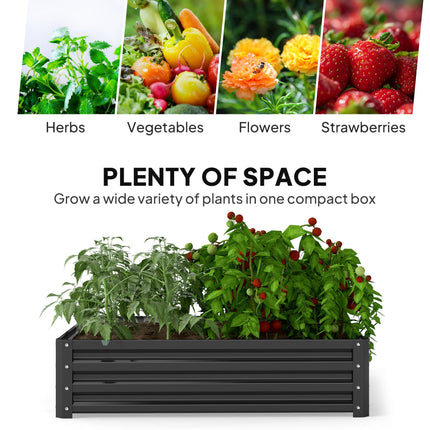 1 Piece Raised Garden Bed Box 120x120x30cm with Weatherised Steel Frame - Grey