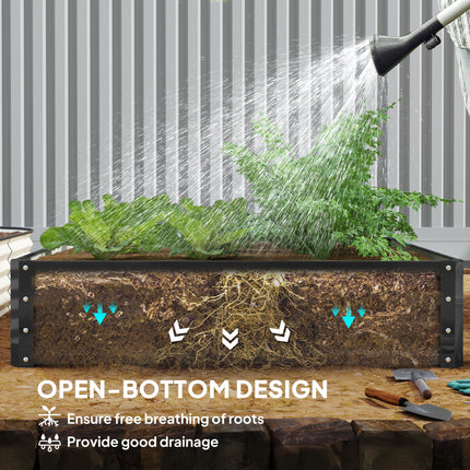 1 Piece Raised Garden Bed Box 120x120x30cm with Weatherised Steel Frame - Grey