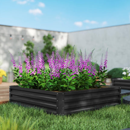 1 Piece Raised Garden Bed Box 120x120x30cm with Weatherised Steel Frame - Grey