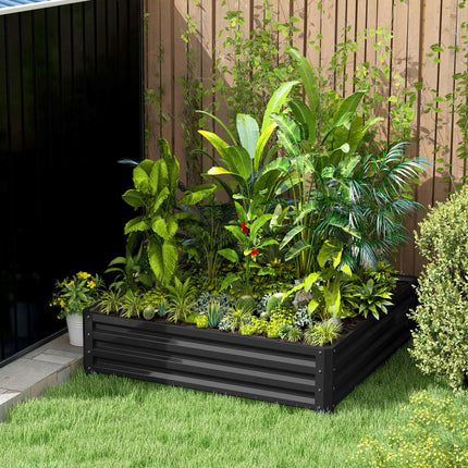1 Piece Raised Garden Bed Box 120x120x30cm with Weatherised Steel Frame - Grey