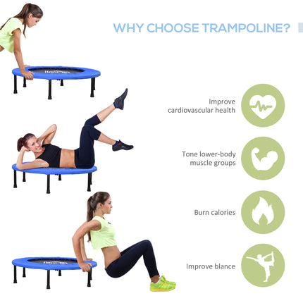 Trampoline Aerobic Rebounder 91cm Round Indoor Outdoor Fitness Jumper - Blue