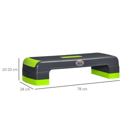 Aerobic Step with 3 Adjustable Heights and Non-Slip Surface - Grey Green