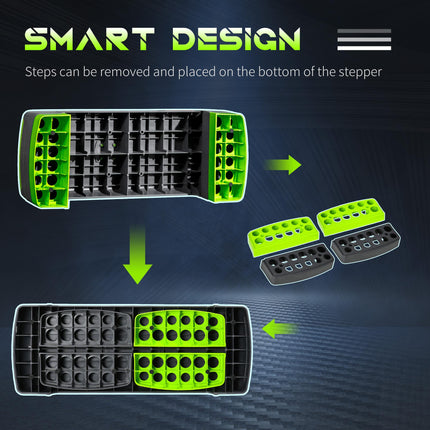 Aerobic Step with 3 Adjustable Heights and Non-Slip Surface - Grey Green