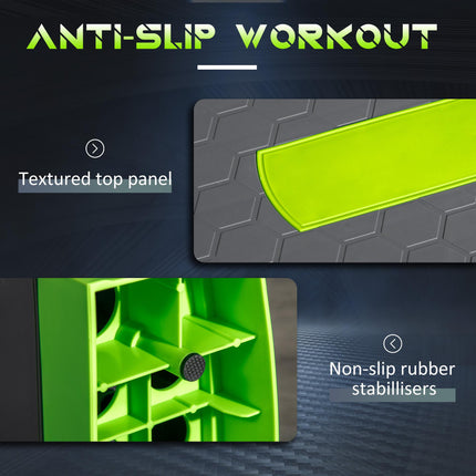 Aerobic Step with 3 Adjustable Heights and Non-Slip Surface - Grey Green