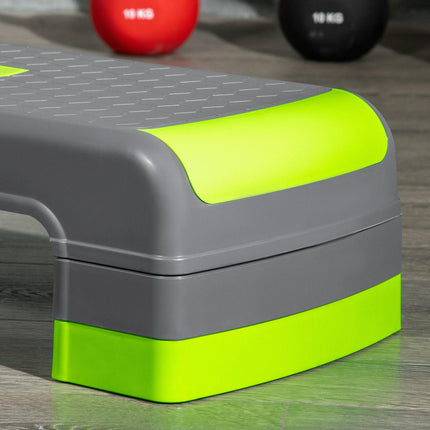Aerobic Step with 3 Adjustable Heights and Non-Slip Surface - Grey Green