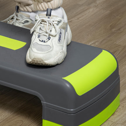 Aerobic Step with 3 Adjustable Heights and Non-Slip Surface - Grey Green