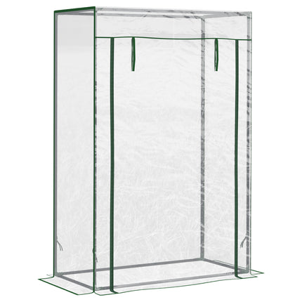 1 Piece Steel Frame Greenhouse with Roll-Up Door and Transparent PVC Cover - Transparent