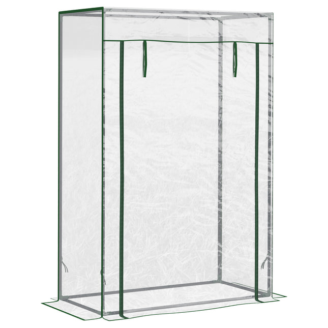 1 Piece Steel Frame Greenhouse with Roll-Up Door and Transparent PVC Cover - Transparent