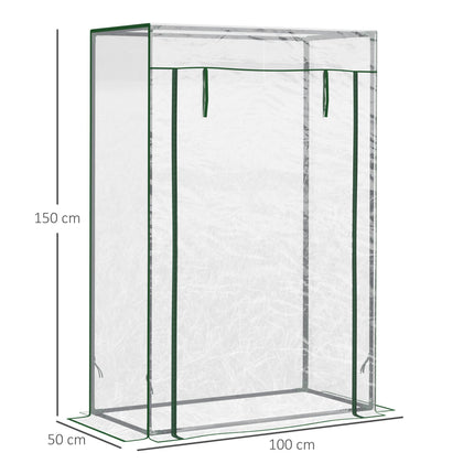 1 Piece Steel Frame Greenhouse with Roll-Up Door and Transparent PVC Cover - Transparent