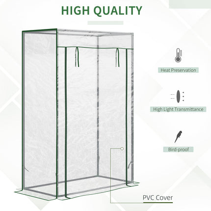 1 Piece Steel Frame Greenhouse with Roll-Up Door and Transparent PVC Cover - Transparent