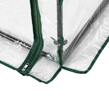 1 Piece Steel Frame Greenhouse with Roll-Up Door and Transparent PVC Cover - Transparent