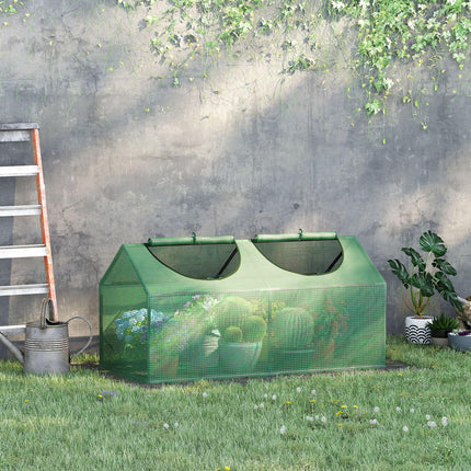 Mini Greenhouse with Durable PE Cover and Observation Windows - Green