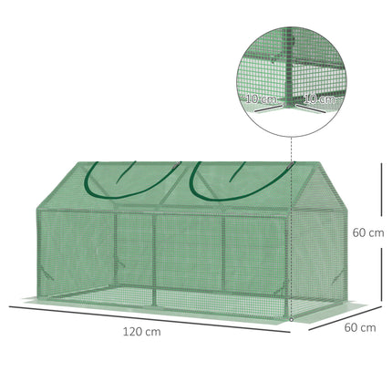 Mini Greenhouse with Durable PE Cover and Observation Windows - Green