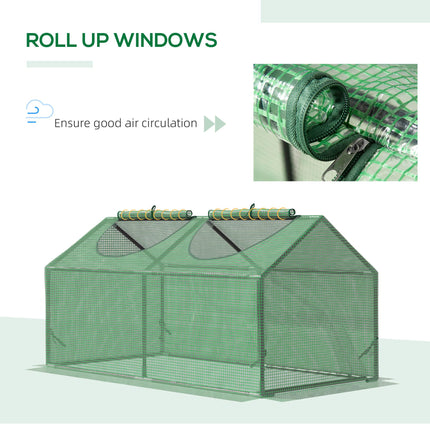 Mini Greenhouse with Durable PE Cover and Observation Windows - Green