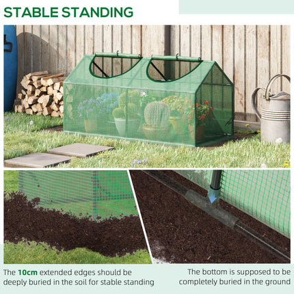 Mini Greenhouse with Durable PE Cover and Observation Windows - Green