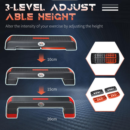 Aerobic Step, 10cm, 15cm & 20cm Height Adjustable Exercise Stepper for Exercise