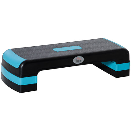 Adjustable Height Aerobic Stepper Set with Non-Slip Surface - Black