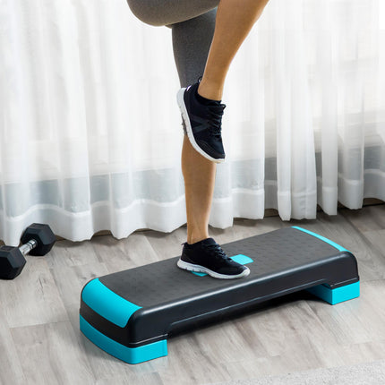 Adjustable Height Aerobic Stepper Set with Non-Slip Surface - Black