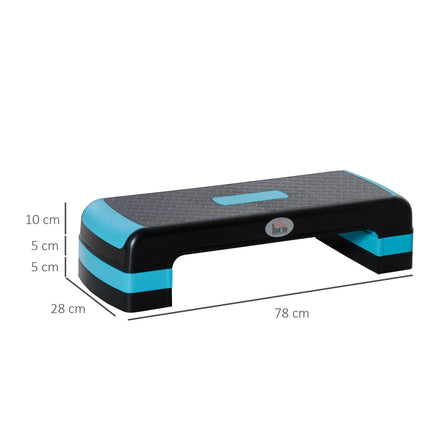 Adjustable Height Aerobic Stepper Set with Non-Slip Surface - Black