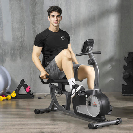 Exercise Bike with LCD Display, Stationary Bike with Quiet 8-Level Magnetic Resistance, Adjustable Seat and Backrest, Indoor Cycling Exercise Equipment for Home Gym Fitness Workout Training