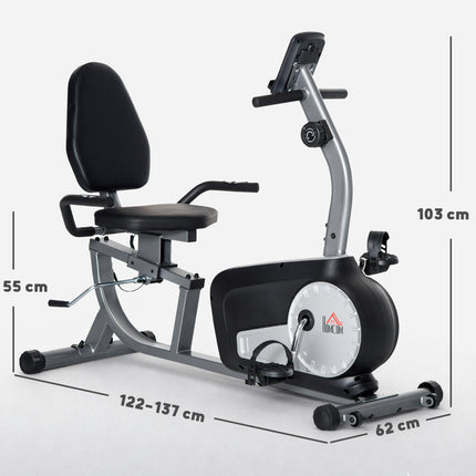 Exercise Bike with LCD Display, Stationary Bike with Quiet 8-Level Magnetic Resistance, Adjustable Seat and Backrest, Indoor Cycling Exercise Equipment for Home Gym Fitness Workout Training