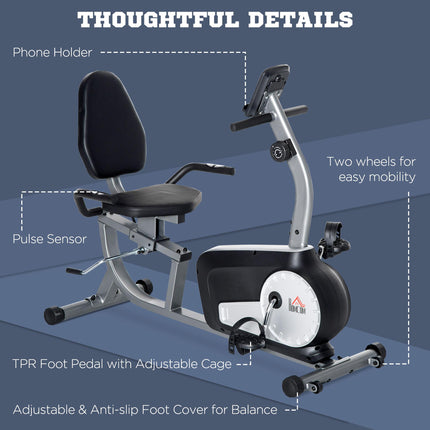 Exercise Bike with LCD Display, Stationary Bike with Quiet 8-Level Magnetic Resistance, Adjustable Seat and Backrest, Indoor Cycling Exercise Equipment for Home Gym Fitness Workout Training