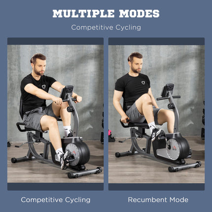 Exercise Bike with LCD Display, Stationary Bike with Quiet 8-Level Magnetic Resistance, Adjustable Seat and Backrest, Indoor Cycling Exercise Equipment for Home Gym Fitness Workout Training