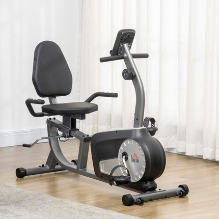 Exercise Bike with LCD Display, Stationary Bike with Quiet 8-Level Magnetic Resistance, Adjustable Seat and Backrest, Indoor Cycling Exercise Equipment for Home Gym Fitness Workout Training