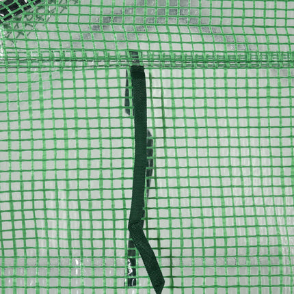 Lean to Polytunnel Greenhouse with Shelves and Removable Cover 143x138x190cm - Green
