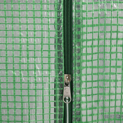Lean to Polytunnel Greenhouse with Shelves and Removable Cover 143x138x190cm - Green