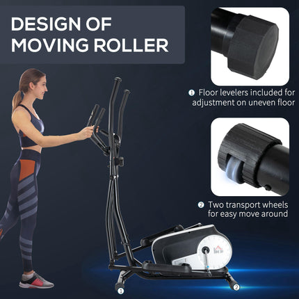 Elliptical Cross Trainer with 8-Level Magnetic Resistance & Heart Rate Sensor - Black