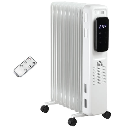 2000W Oil Filled Radiator, 9 Fin Portable Electric Heater with LED Display, 24H