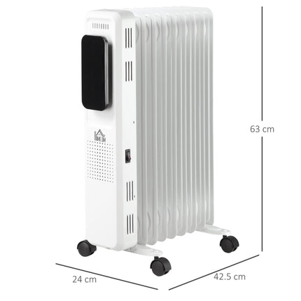 2000W Oil Filled Radiator, 9 Fin Portable Electric Heater with LED Display, 24H