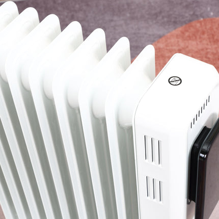 2000W Oil Filled Radiator, 9 Fin Portable Electric Heater with LED Display, 24H