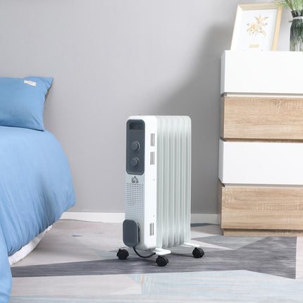 1500W Oil Filled Radiator, Portable Electric Heater with 3 Heat Settings, Safety