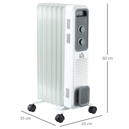 1500W Oil Filled Radiator, Portable Electric Heater with 3 Heat Settings, Safety