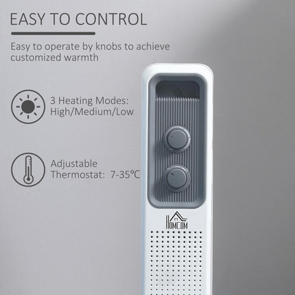 1500W Oil Filled Radiator, Portable Electric Heater with 3 Heat Settings, Safety