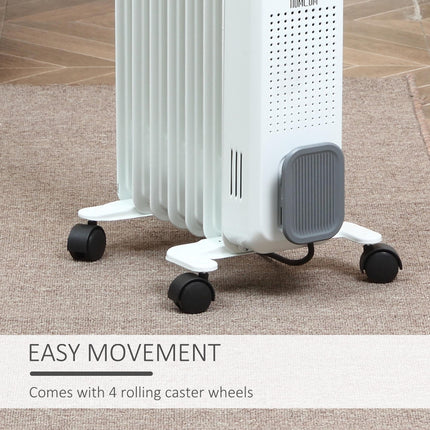 1500W Oil Filled Radiator, Portable Electric Heater with 3 Heat Settings, Safety