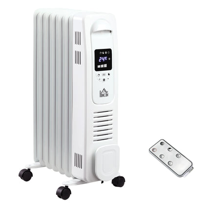 1500W Digital Oil Filled Radiator, 7 Fin, Portable Electric Heater with LED Disp