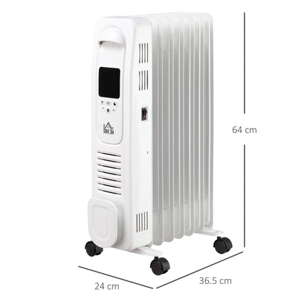 1500W Digital Oil Filled Radiator, 7 Fin, Portable Electric Heater with LED Disp