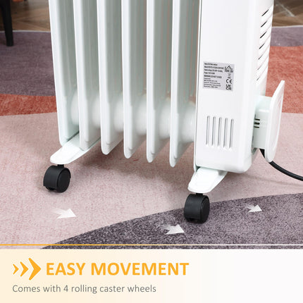 1500W Digital Oil Filled Radiator, 7 Fin, Portable Electric Heater with LED Disp