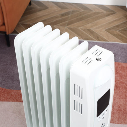 1500W Digital Oil Filled Radiator, 7 Fin, Portable Electric Heater with LED Disp