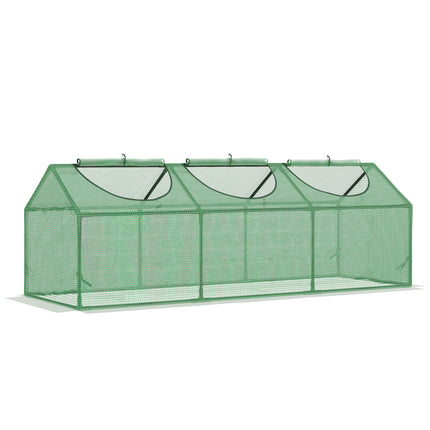 Mini Greenhouse with Durable PE Cover and Roll-Up Windows - Green