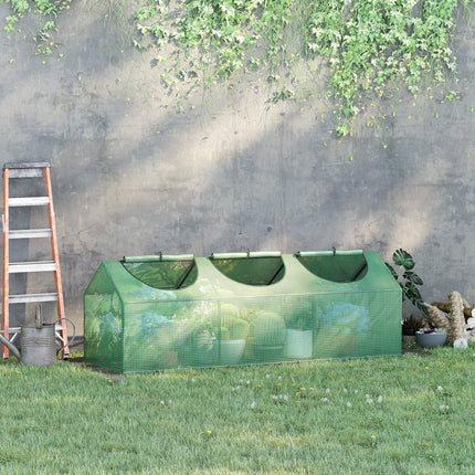 Mini Greenhouse with Durable PE Cover and Roll-Up Windows - Green