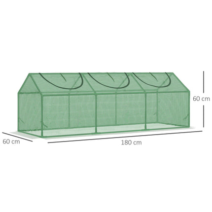 Mini Greenhouse with Durable PE Cover and Roll-Up Windows - Green