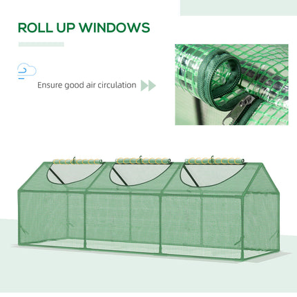 Mini Greenhouse with Durable PE Cover and Roll-Up Windows - Green