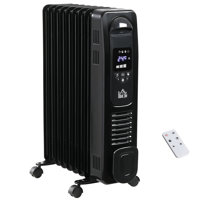 2000W Digital Oil Filled Radiator, 9 Fin, Portable Electric Heater with LED Disp