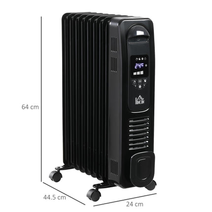 2000W Digital Oil Filled Radiator, 9 Fin, Portable Electric Heater with LED Disp